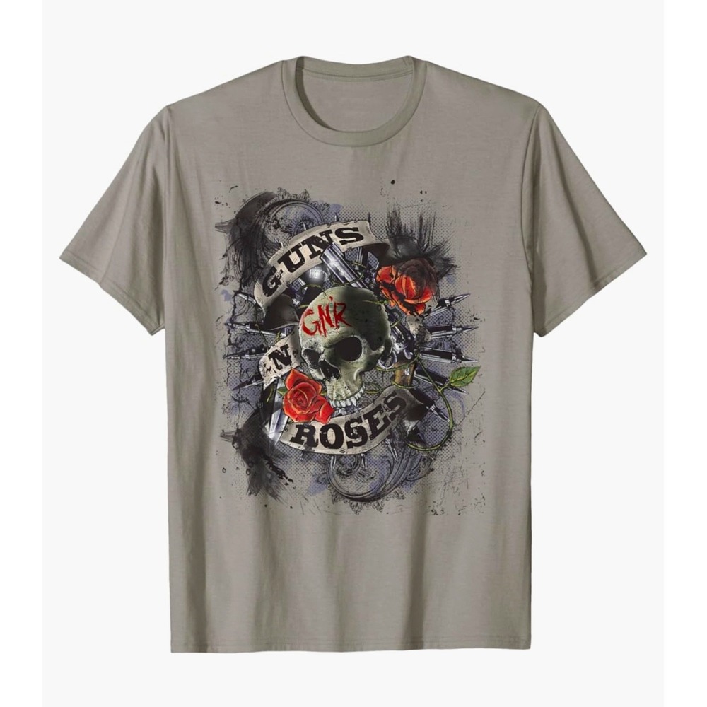 Gildan Guns N‎ Roses Graphic T-Shirt Skull Roses Rock Band Tee XL